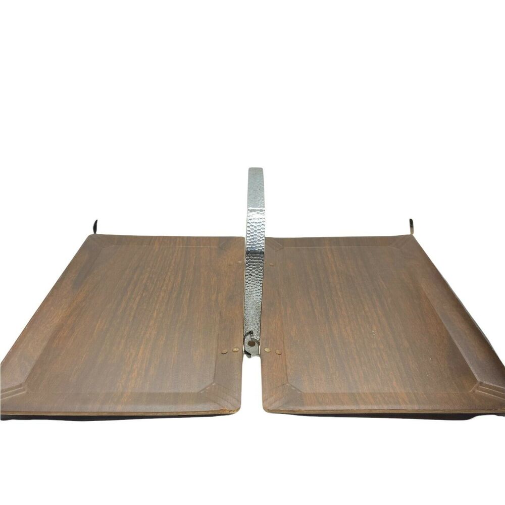 Serving Tray Vintage Coronet Haskelite Brown Wooden Folding Mid Century Modern